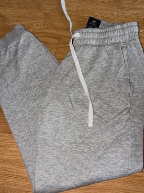 H&M Gray Marl Jogger Pants with White Drawstring